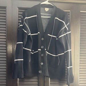 Black and White Striped Cardigan